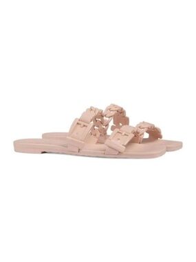 Gucci Teena Chain Link Rubber Slides Blush Pink Flat Sandals 39